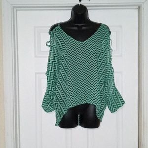 Liberty love medium mint green and black Chevron top